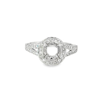 18kt White Gold Halo Natural Diamonds Semi-Mount Ring (0.65ct)