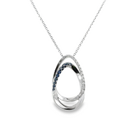 18kt White Gold Natural Round Sapphire and Natural Round Diamond Pendant (.35ct)