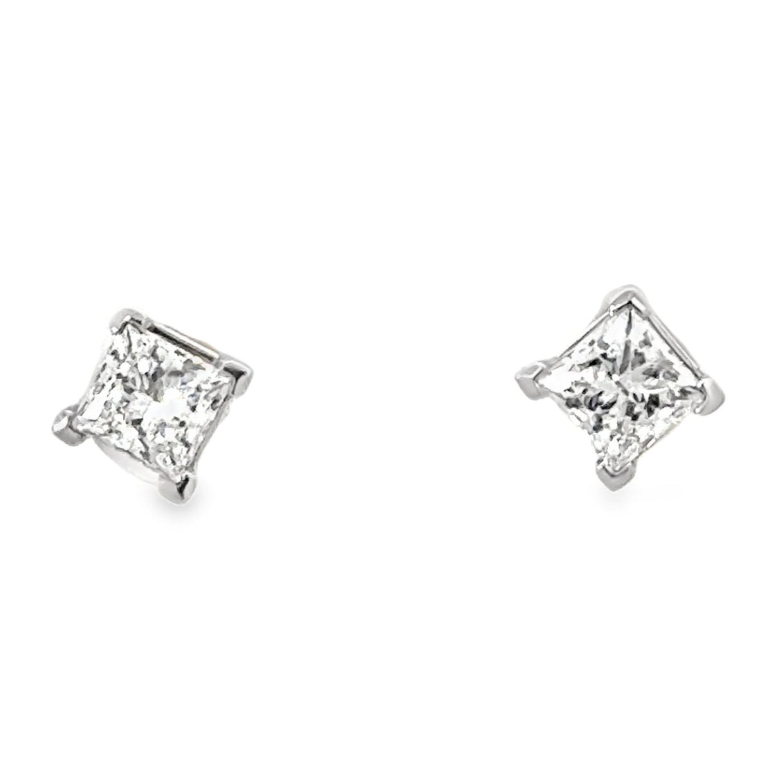 14kt White Gold Lab-Grown Princess Diamond Stud Earrings (1.08ct)