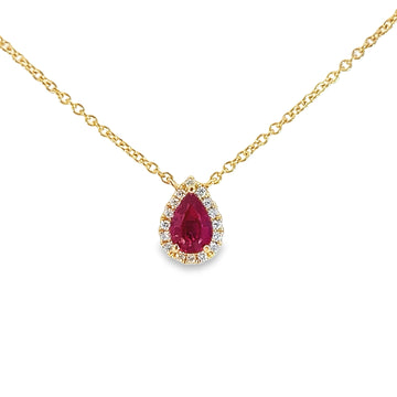 18kt Yellow Gold Natural Ruby And Natural Diamonds Pendant (0.6ct)