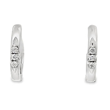 18K White Gold Diamond Hoop Earrings (.08ct)