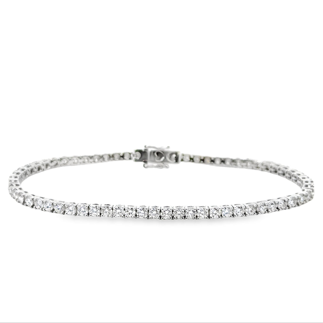 18kt White Gold Full Cut Diamond Tennis Bracelet (4.19ct)