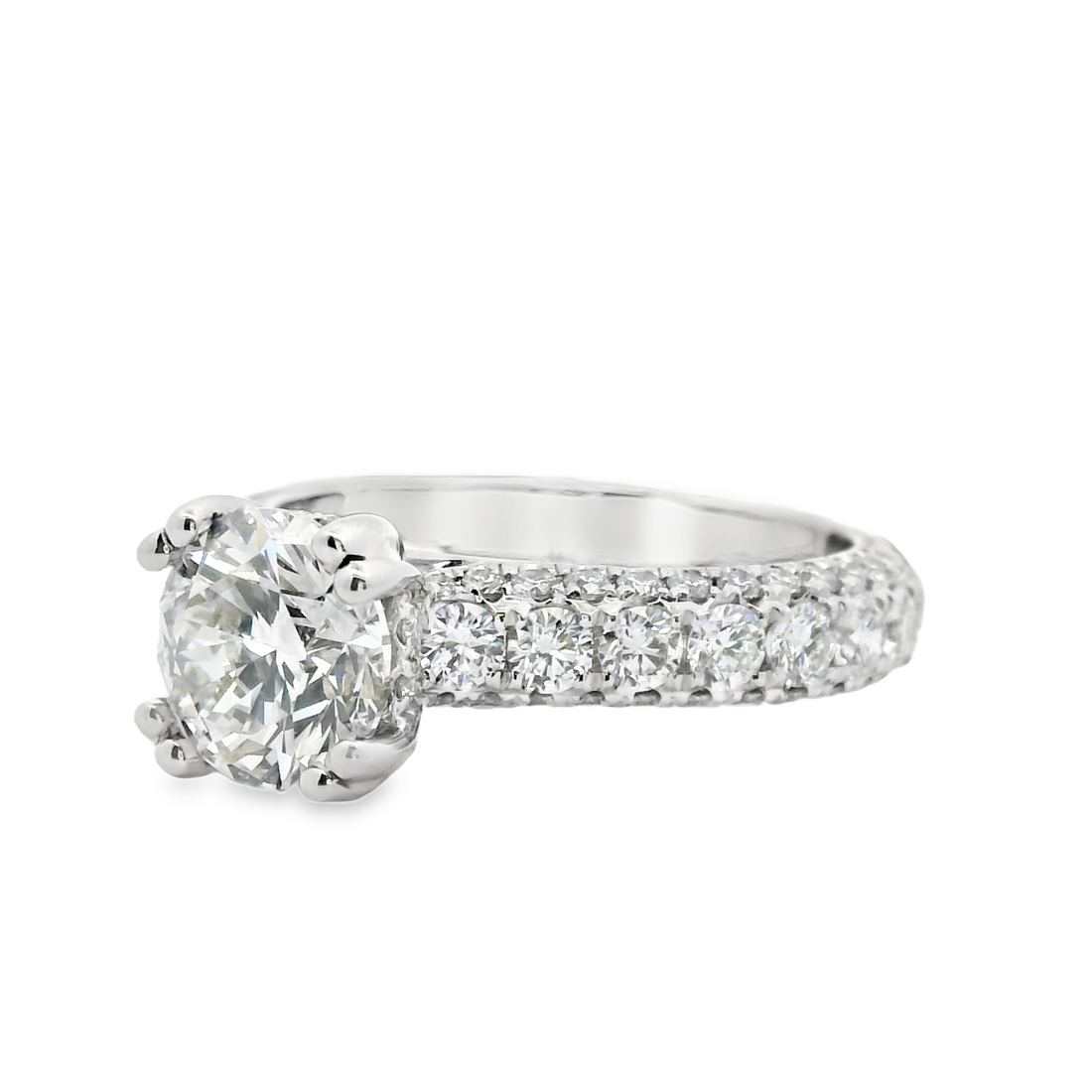 18kt White Gold Natural Round Brilliant Diamond Engagement Ring (3.00ct)