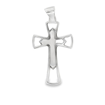 18K White Gold Italian Made Cross Pendant (1.7g)