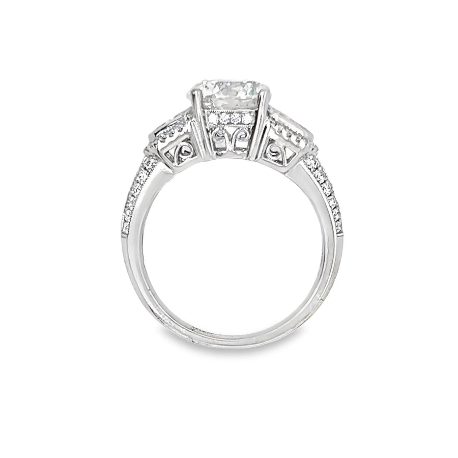 Simon G 18K White Gold Natural Round Brilliant Diamond Engagement Ring (2.09ct)