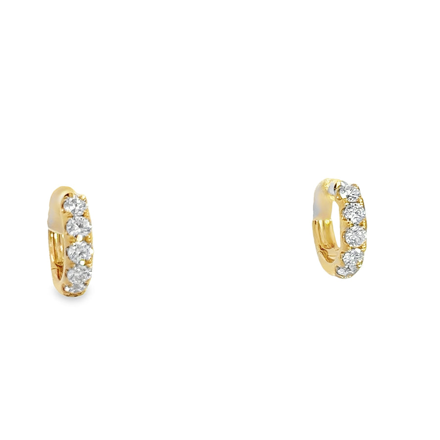 18K Yellow Gold Small Hoop Diamond Earrings (.81ct)