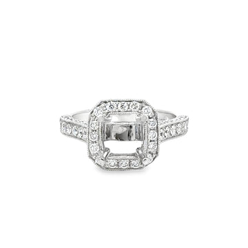 18kt White Gold Halo Natural Diamonds Semi-Mount Ring (1.04ct)