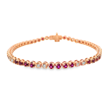 18kt Rose Gold Natural Diamond and Ruby Bracelet (2.10ct)