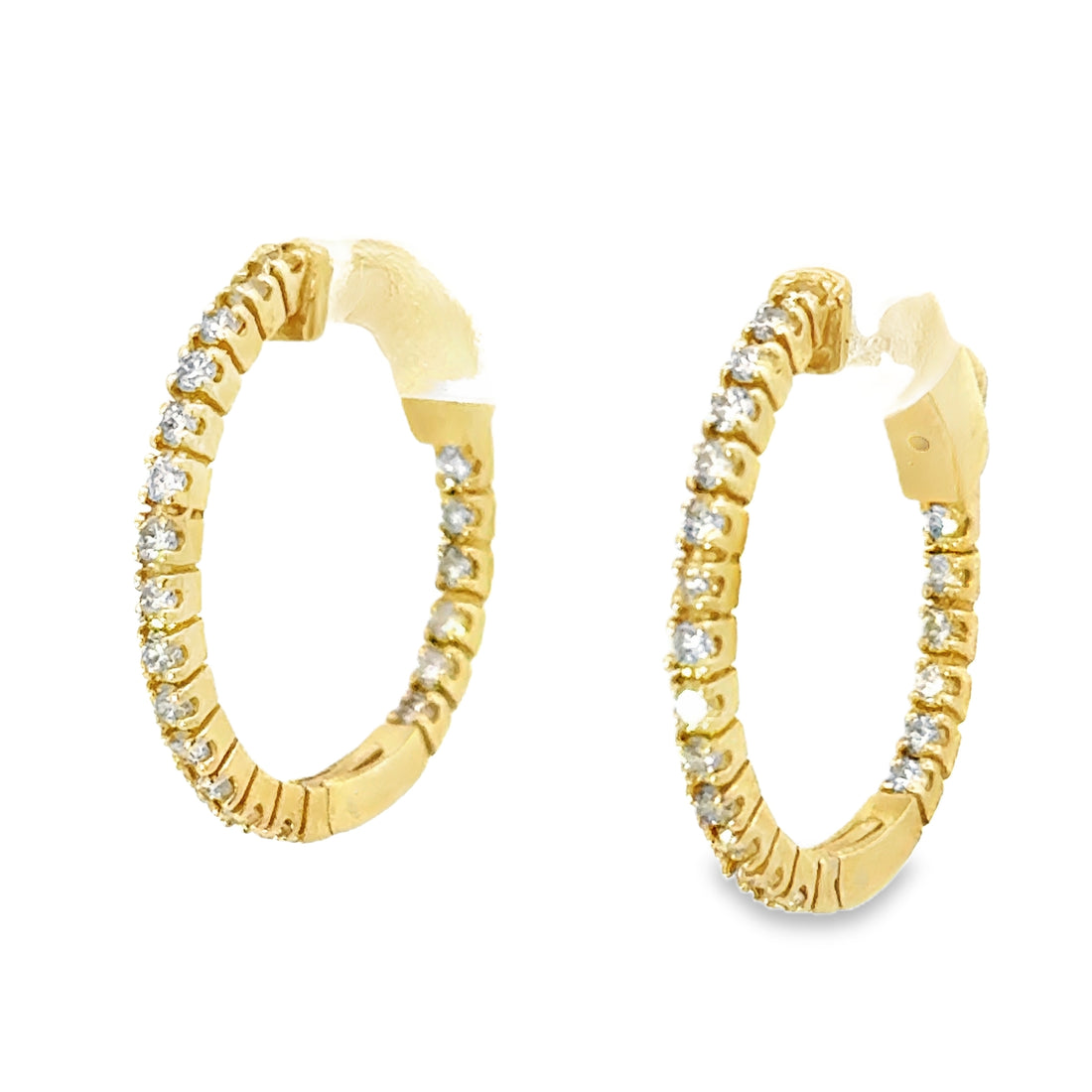 14kt Yellow Gold Natural Diamonds Small Hoop Earrings (0.5ct)