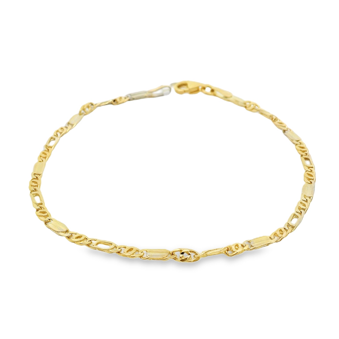 14kt Yellow Gold 7" 2.3mm Fancy Link Bracelet (2.5g)