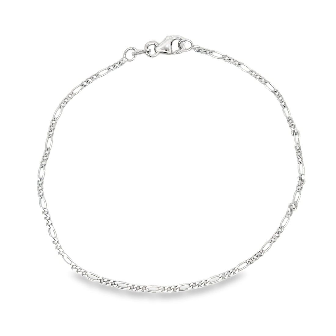 14K White Gold 7" 1.51mm Figaro Bracelet (1.09g)