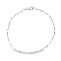 14K White Gold 7" 1.51mm Figaro Bracelet (1.09g)