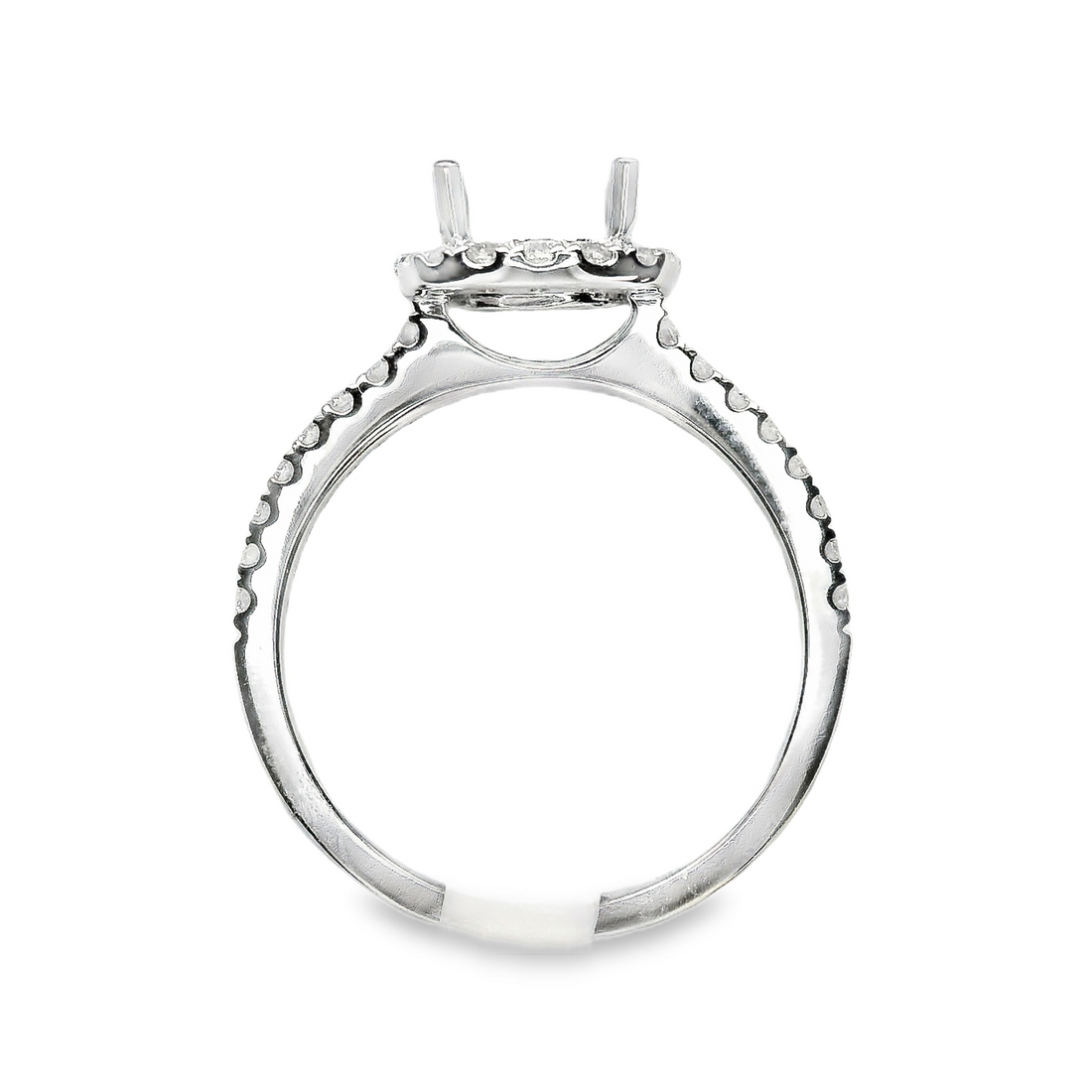 18kt White Gold Full-Cut Diamond Halo Semi-Mount Ring (.42ct)