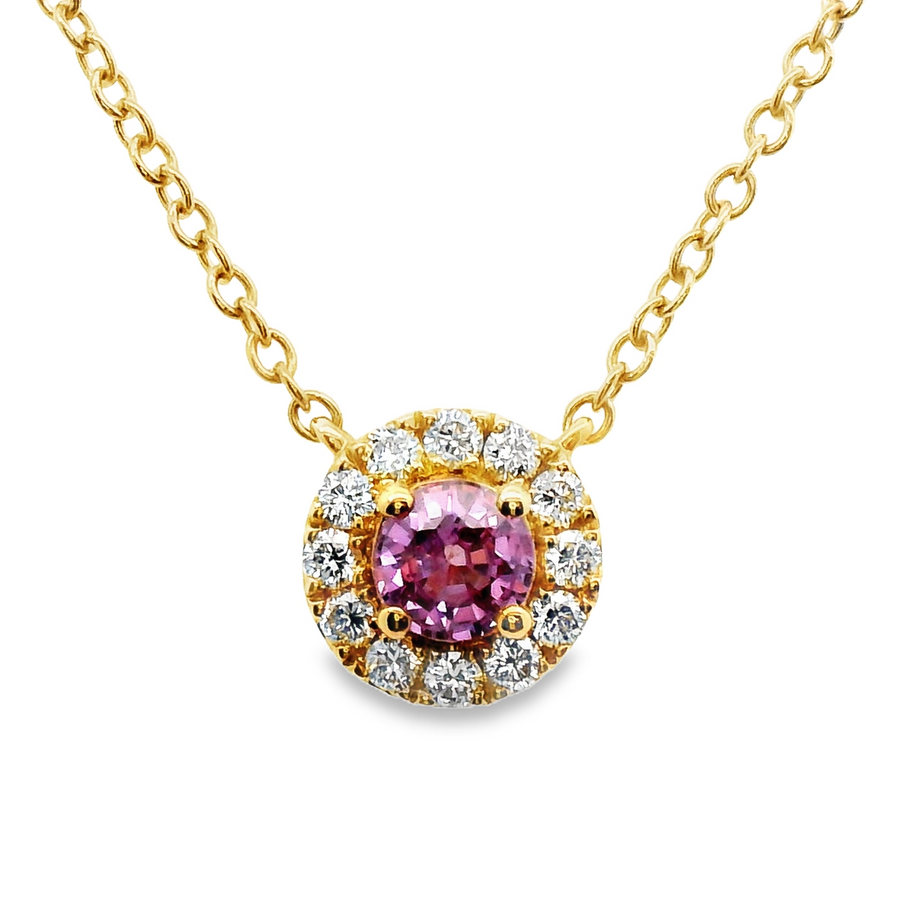 18kt Rosé Gold Natural Sapphire And Natural Diamonds Pendant (0.63ct)