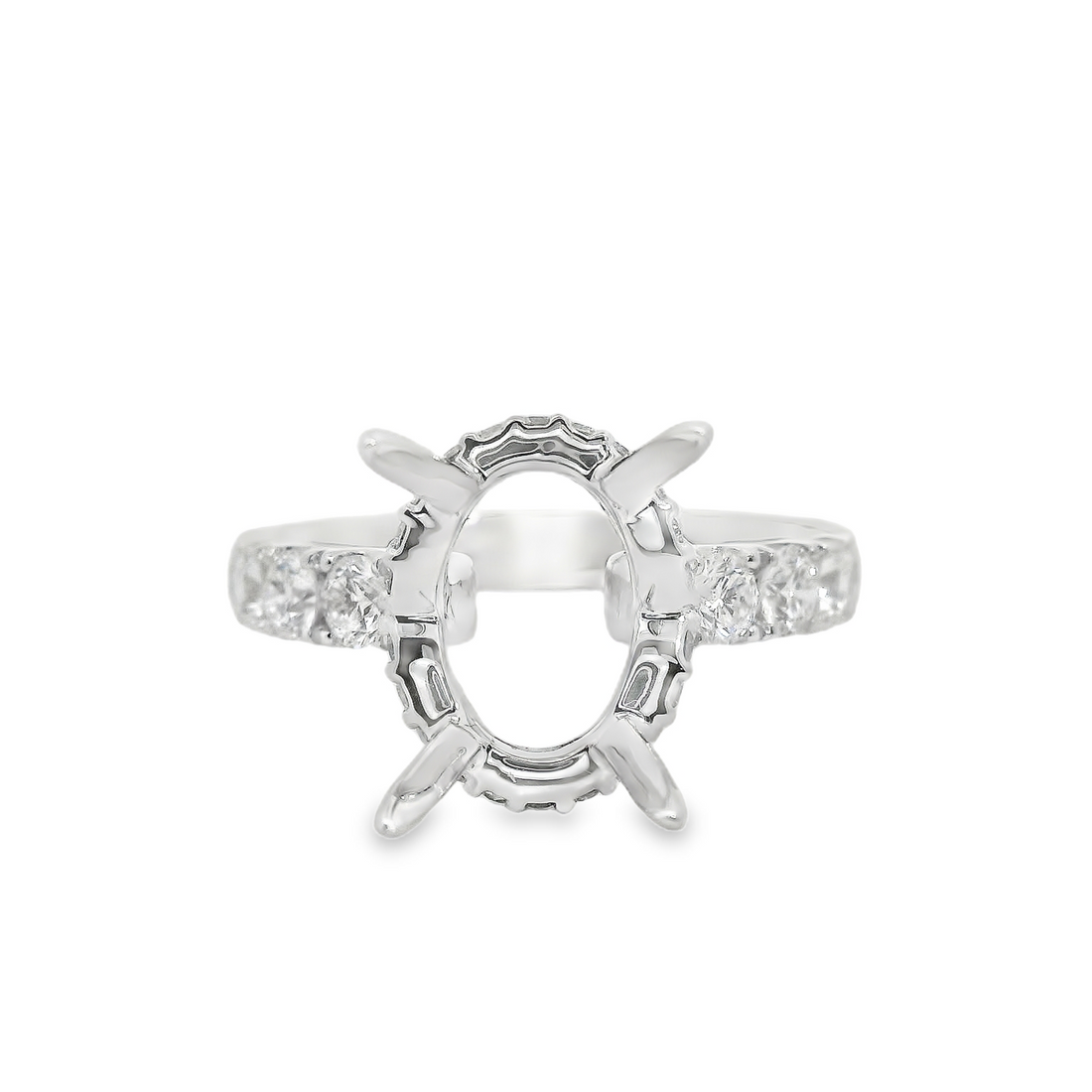 18kt White Gold Natural Round Diamond Semi-Mount Ring (1.27ct)