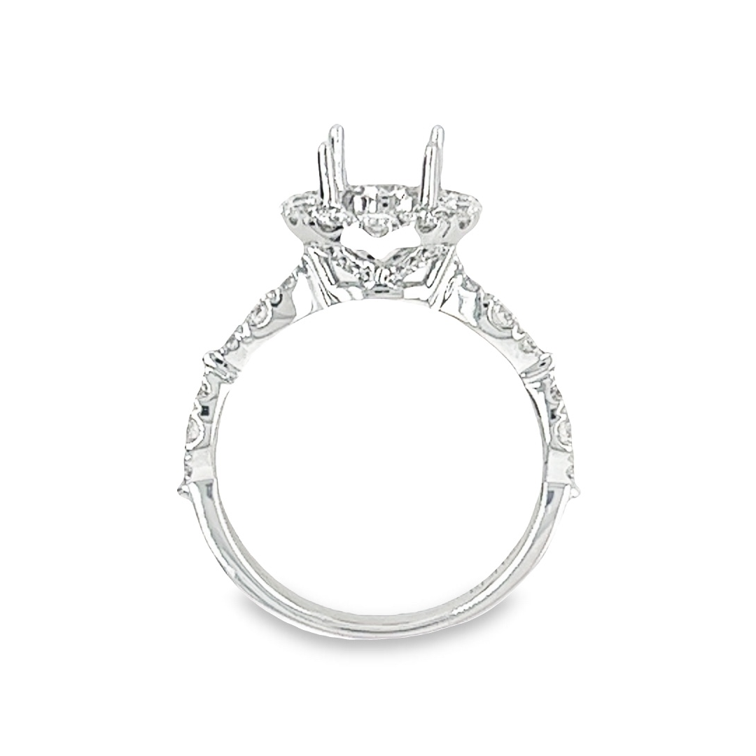 18K White Gold Round Diamond Semi-Mount Ring (.88ct)