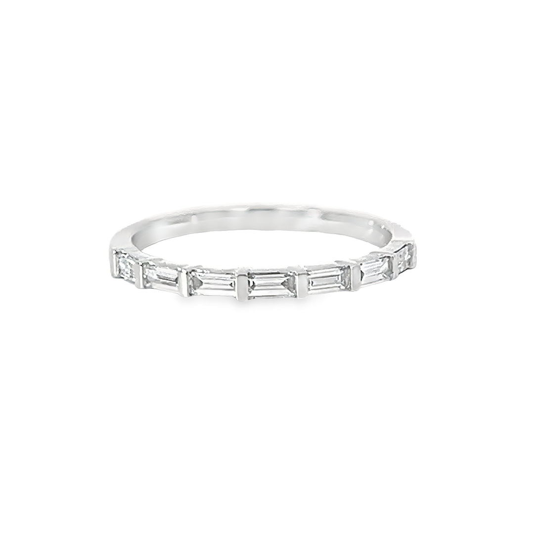 18K White Gold Natural Baguette Diamond Wedding Ring (.30ct)