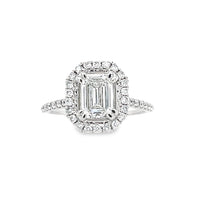 14K White Gold Natural Emerald Cut Diamond Engagement Ring (1.02ct)