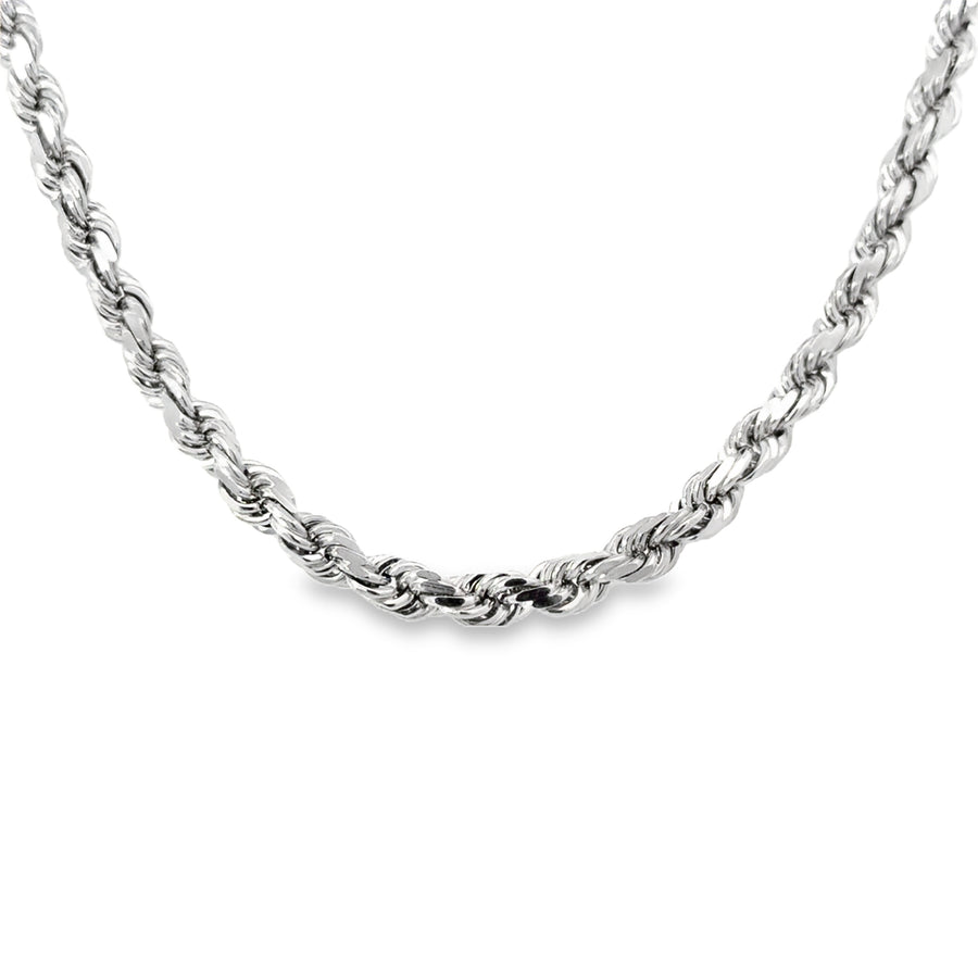 14K White Gold 24" 5mm Diamond Cut Rope Chain (42.8g)