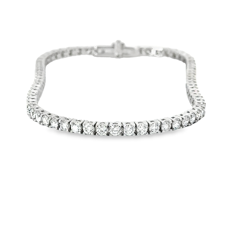 14kt White Gold 7" Lab-Grown Round Diamond Tennis Bracelet (3.09ct)