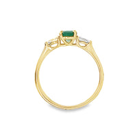 18kt Yellow Gold Oval Natural Emerald and Pear Natural Diamonds Ring (0.83ct)