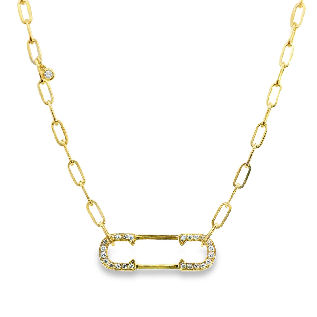 18kt Yellow Gold Natural Round Diamond Paperclip Necklace (.31ct)
