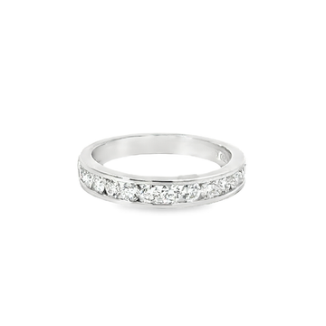 18K White Gold Natural Round Diamond Wedding Band (.68ct)