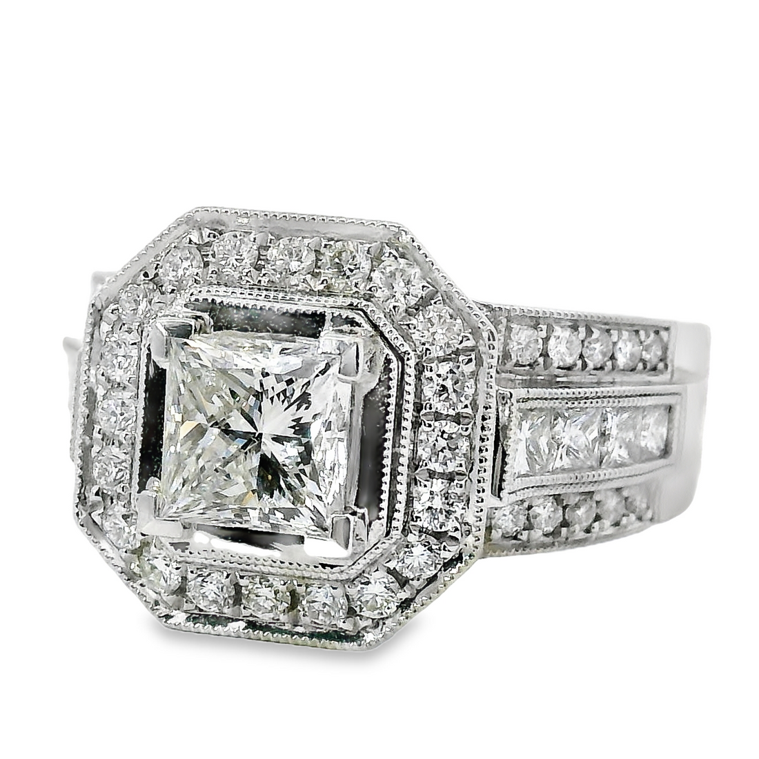 18kt White Gold Natural Princess Diamond Engagement Ring (2.02ct)