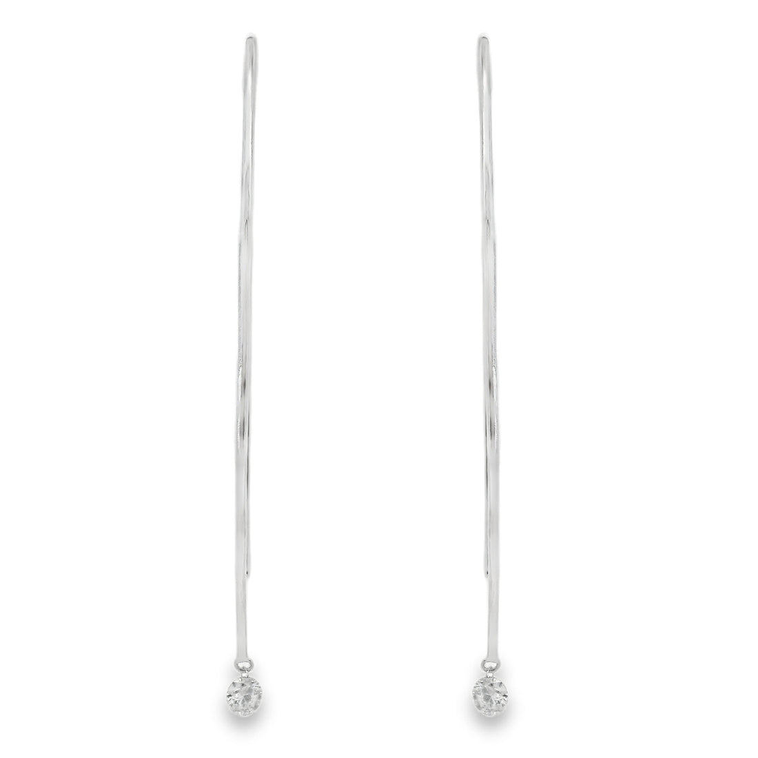 18kt White Gold Round Natural Diamond Ear Wire Drop Earrings (.39ct)