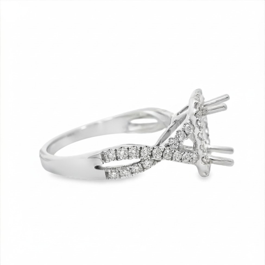 18kt White Gold Full Cut Diamond Halo Semi-Mount Ring (.49ct)