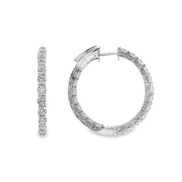 14kt White Gold Lab-Grown Round Diamond Medium Hoop Earrings (2.00ct)