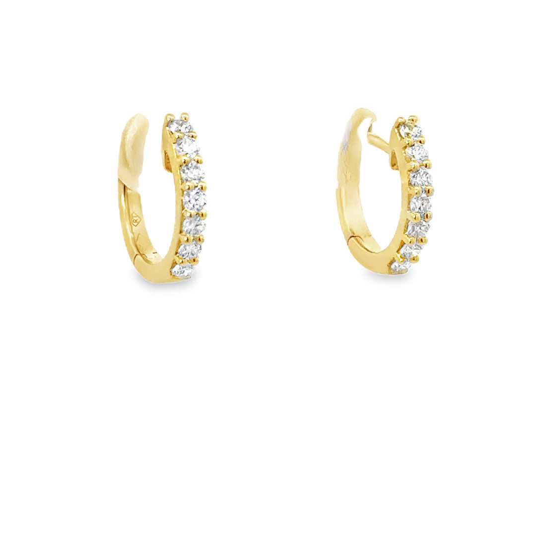 18K Yellow Gold Diamond Hoop Earrings (.35ct)