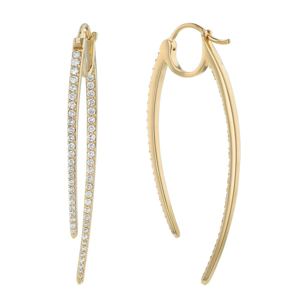 Oro Alexander 14kt Yellow Gold Natural Round Diamond Shark Tooth Earrings (1.02ct)