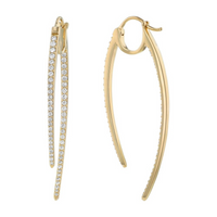 Oro Alexander 14kt Yellow Gold Natural Round Diamond Shark Tooth Earrings (1.02ct)