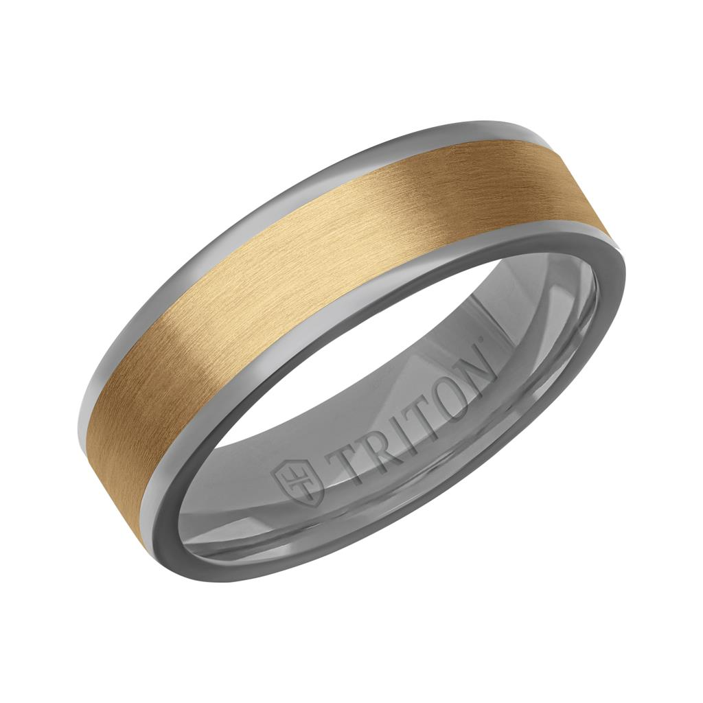 Triton 14kt Two-Tone Gold and Tantalum 6mm Matte Finish Ring
