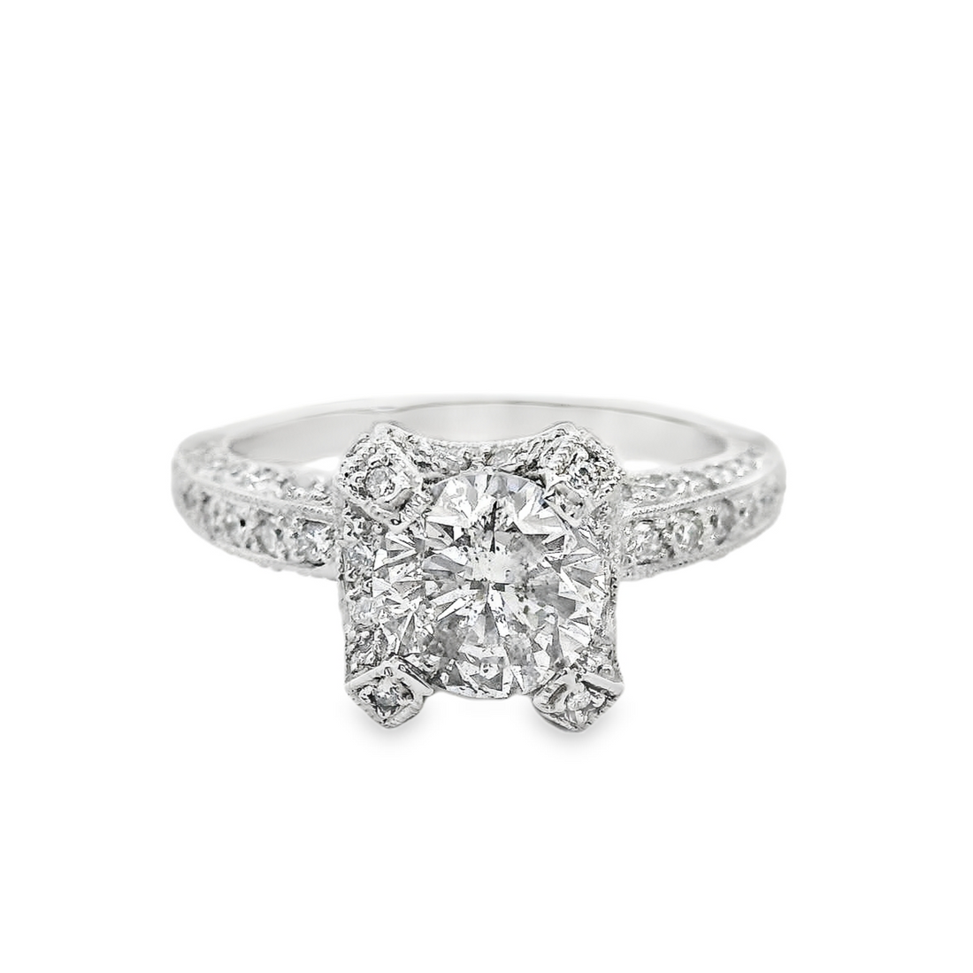 18kt White Gold Natural Round Diamond Engagement Ring (1.97ct)