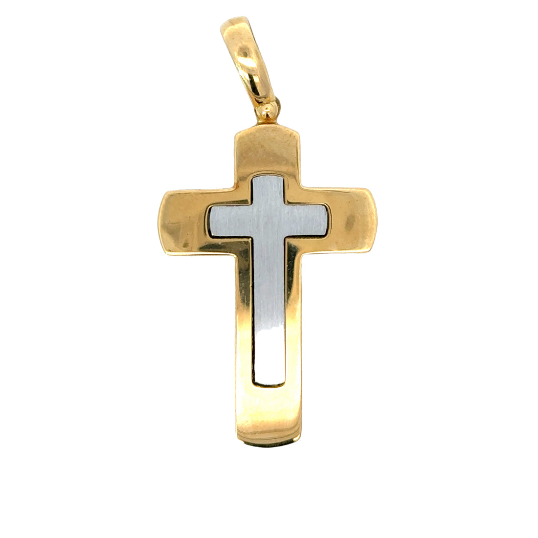 18K Two-Tone Gold Cross Pendant (14.93g)