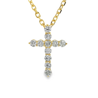 18kt Yellow Gold Natural Round Diamond Cross Pendant (.44ct)