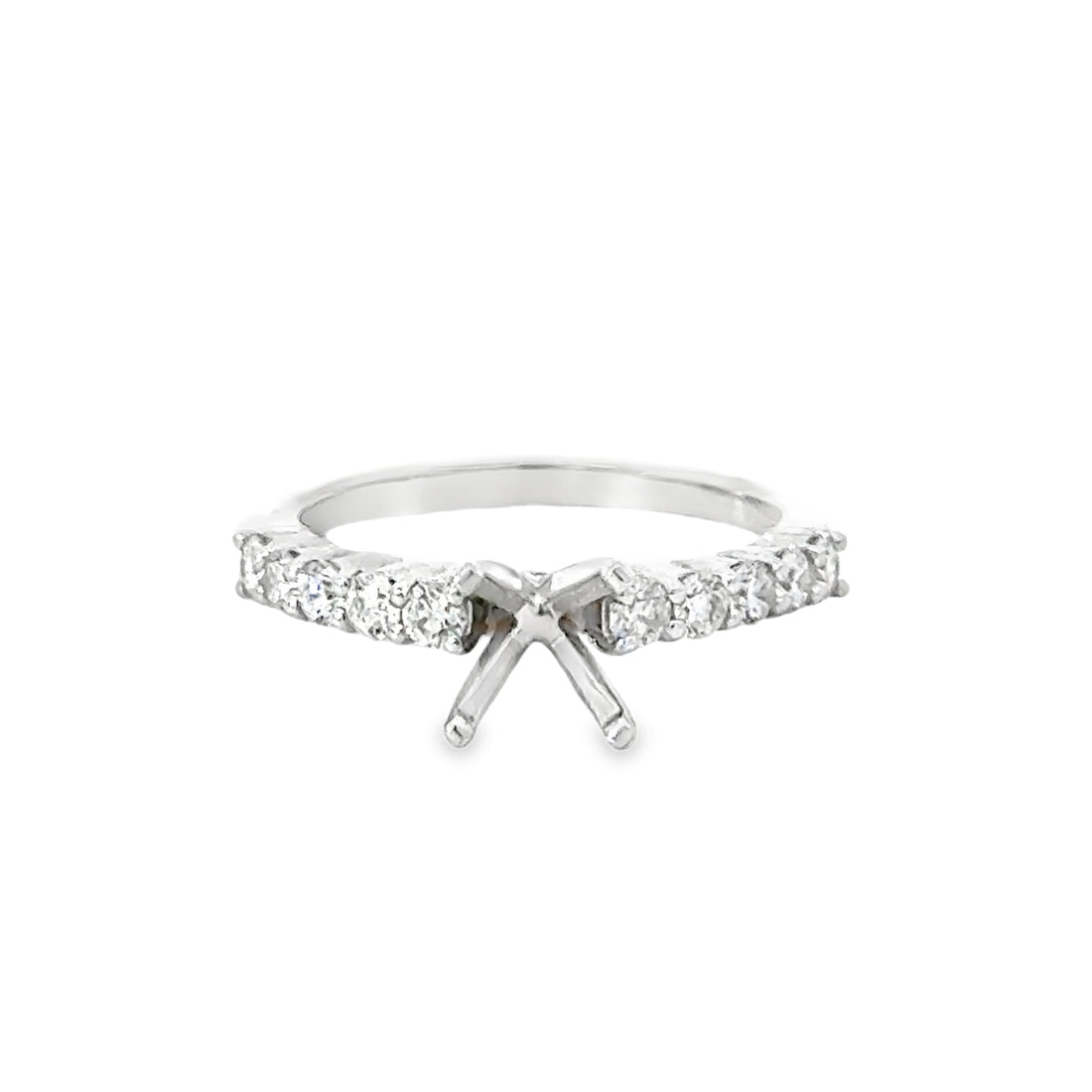 18kt White Gold Prong Set Natural Diamonds Semi-Mount Ring (0.56ct)