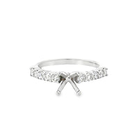 18kt White Gold Prong Set Natural Diamonds Semi-Mount Ring (0.56ct)