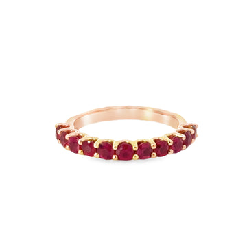 18kt Rosé Gold Round Natural Rubies and Ring (1.29ct)