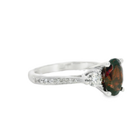 18kt White Gold 3-Stone Natural Oval Garnet and Round Diamonds Ring (1.67ct)