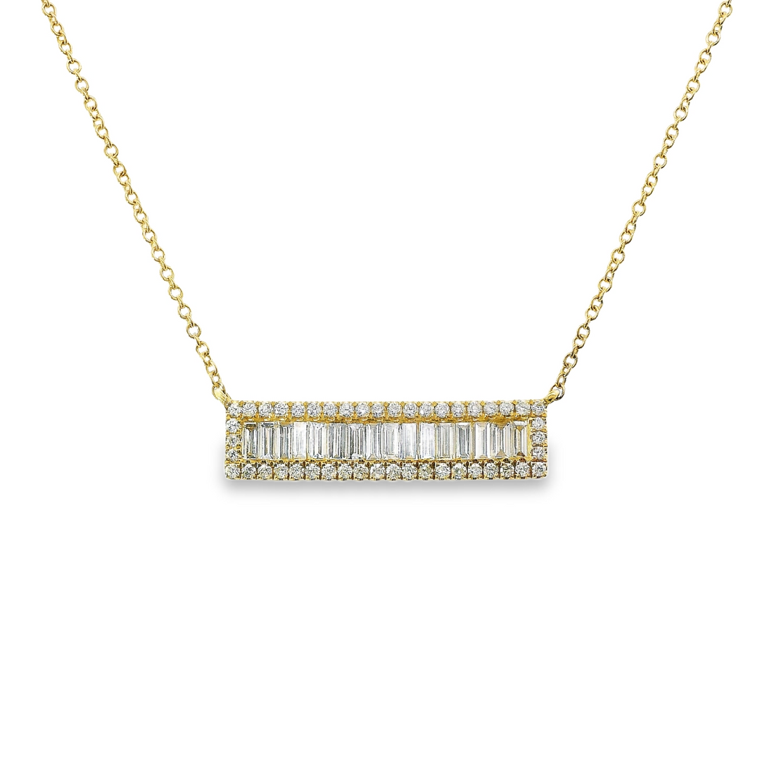 18kt Yellow Gold 17" Adjustable Diamond Bar Necklace (.92ct)