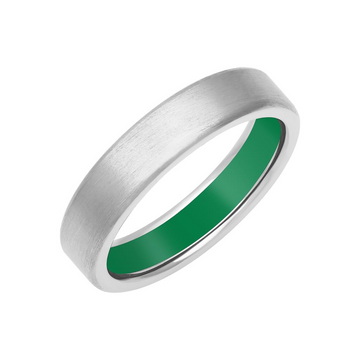 Goldman 14K White Gold With Green Ceramic 5mm Ring