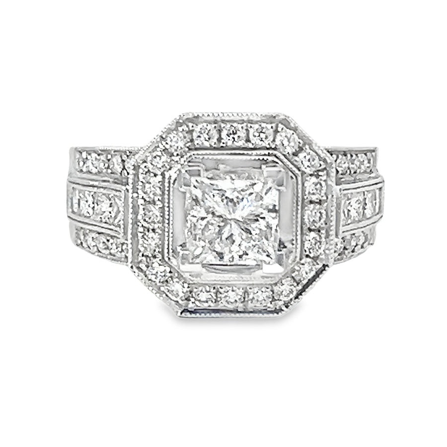 18kt White Gold Natural Princess Diamond Engagement Ring (2.02ct)