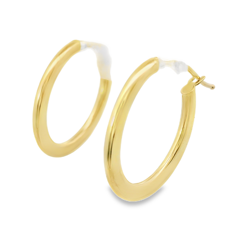 18kt Yellow Gold Italian Made Medium Hoop Earrings (1.2g)