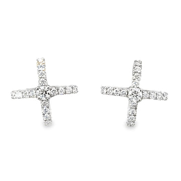 18kt White Gold Natural Diamonds Cross Earrings (0.46ct)