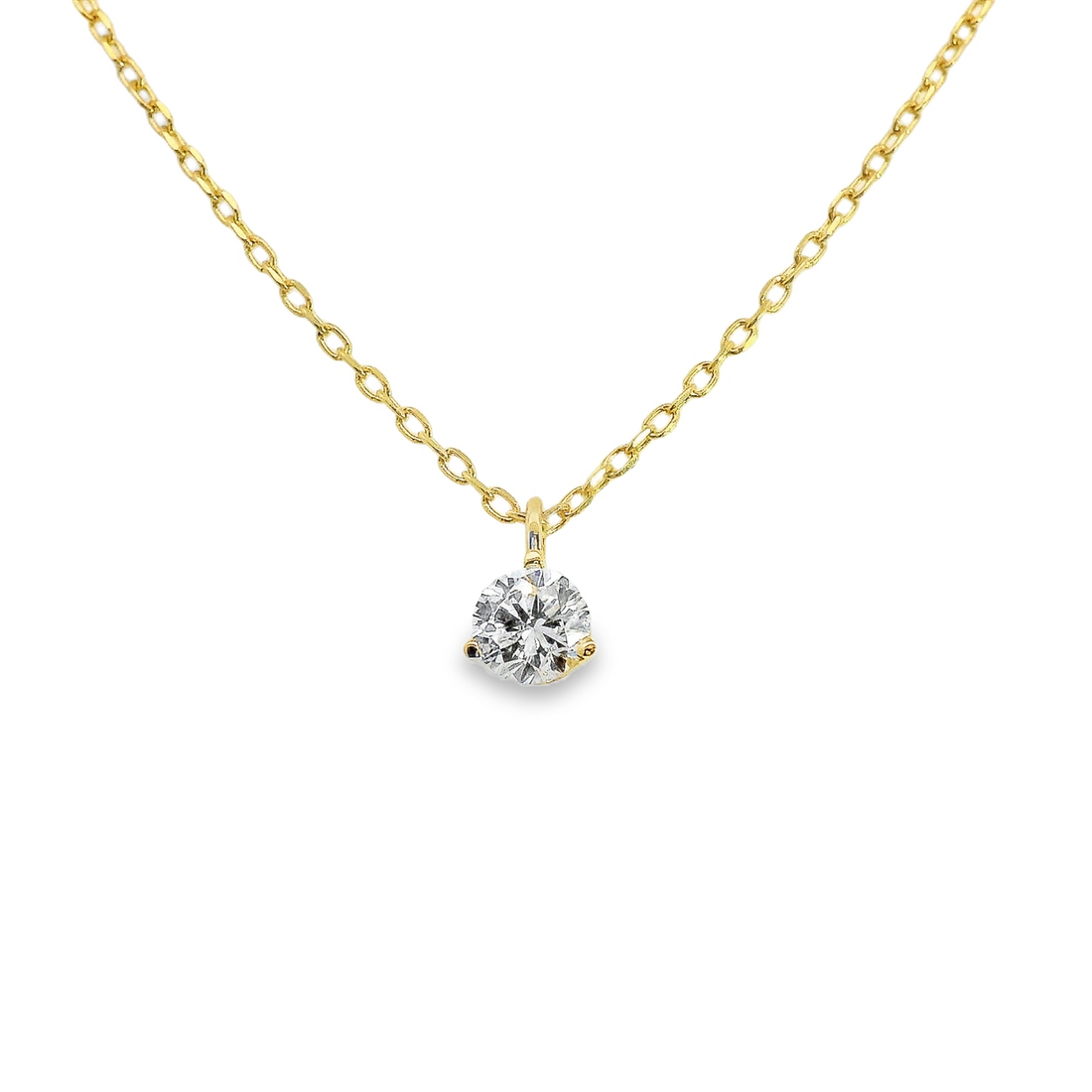 14kt Yellow Gold Lab-Grown Round Diamond Solitaire Pendant (.54ct)