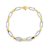 18kt Two-Tone 7" Natural Round Diamond Oval Link Bracelet (1.01ct)