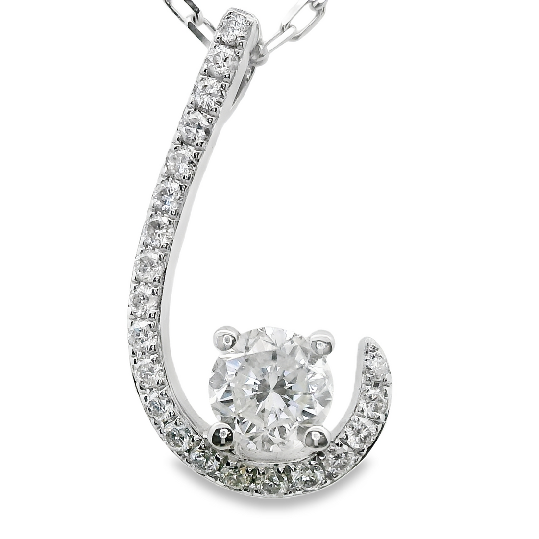 18kt White Gold Natural Diamond Free Form Pendant (0.58ct)